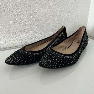 Jennifer Lopez 10 Rhinestone Women's Flats Black Pointy Toe
